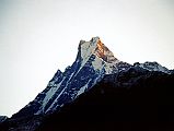 103 Machapuchara Sunrise From Chomrong From Chomrong, you can see why Machapuchare (6993m) got its name �fishtail peak�.